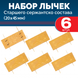 Набор лычек МВД металлических золотых 20*45 мм (6 шт)
