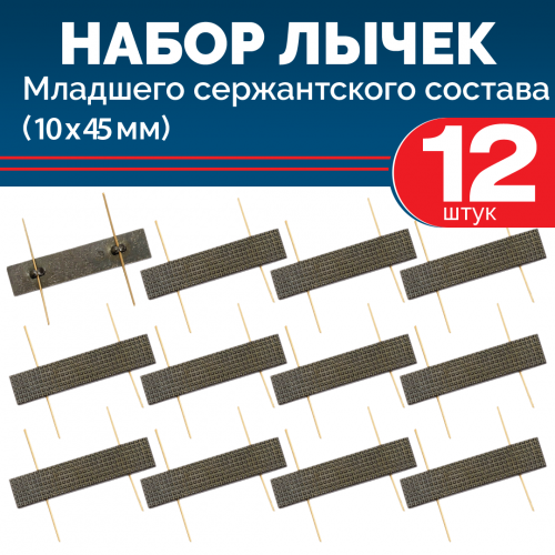 Набор лычек МВД, ФСИН, Росгвардии металлических черных 10*45 мм (12 шт)