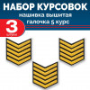 Набор курсовок выш галочка 5 курс (золотая, черный фон) 3 шт